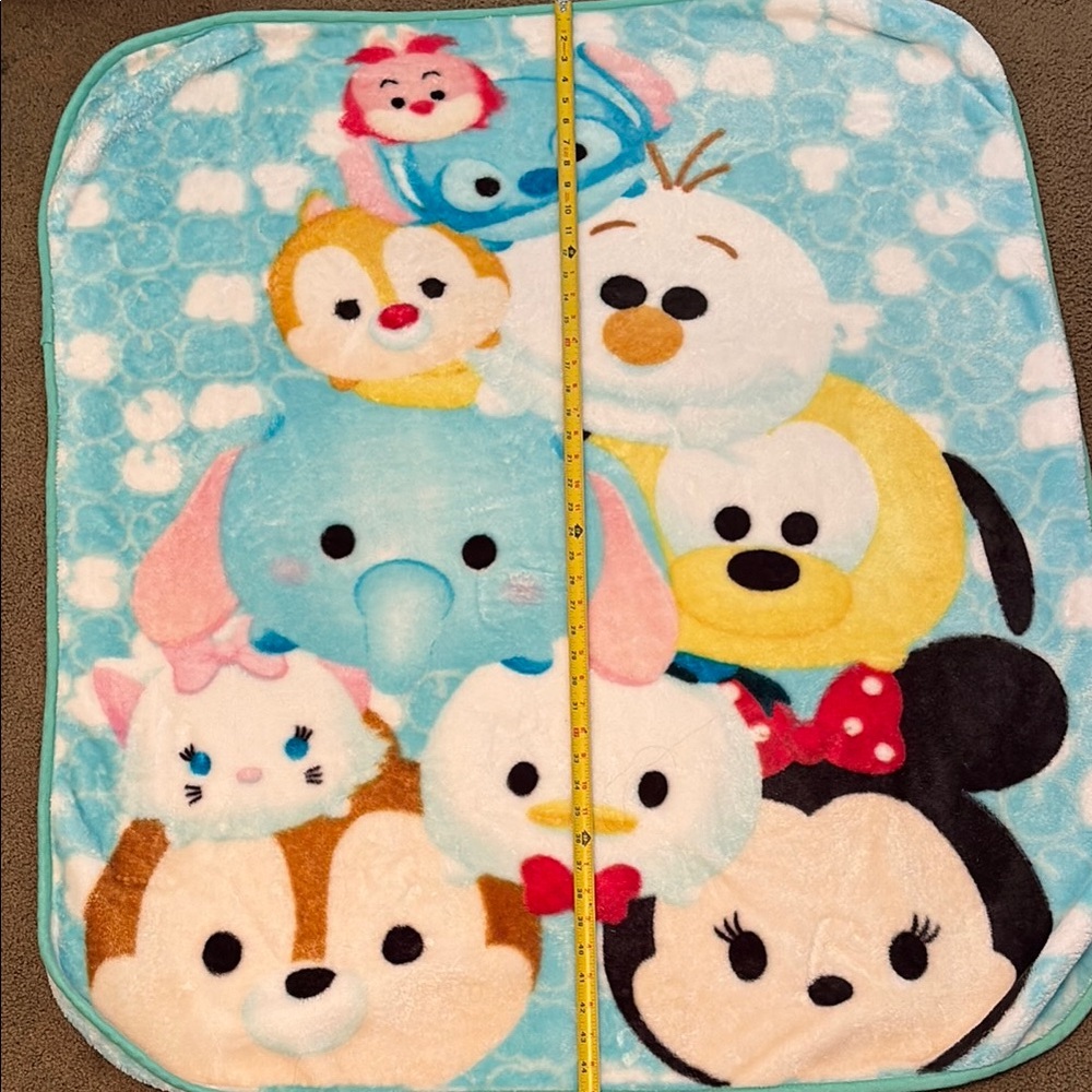 Disney Tsum Tsum Plush Blanket with Blue and Yellow Accents